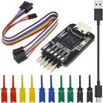 Youmile Mini Logic Analyzer 8 Channels 24MHZ Type-C interface microcontroller ebugging Protocol Analysis ARM FPGA with USB to Type-c cable Test Hook Clip connecting Cable