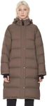 Orolay Women's Long Down Jacket Detachable Hooded Puffer Jacket Winter Warm Down Coat with Hem Slit Coffee Small