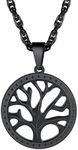 PROSTEEL Womens Necklace Tree of Life Pendant Women Stainless Steel Minimalist Round Family Tree Black NecklacesJewelry