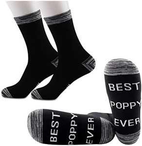 JXGZSO 2 Pairs Poppy Gift Best Poppy Ever Socks Fathers Day Present Birthday Gift Papa Gift Grandpa Gift Grandfather Gift (Best Poppy Ever)