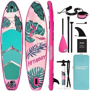 Inflatable Stand Up Paddle Board with Premium iSUP Bundle Accessory Pack, Durable, Lightweight with Stable Wide Stance - SUP for All Skill Levels (PINK) (10'6" PINK)
