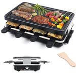 ACMUST Korean Indoor BBQ - 1300W Electric Grill with Non-Stick Plate, Smokeless & Portable Barbeque Raclette Table, Temperature Control, 8 Cheese Maker Pans - Ideal for Indoor Griddle Cooking