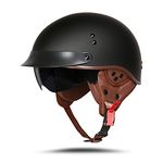 BOSERMEM Motorcycle Helmet with Safety Goggles DOT/ECE Approved, Jet Helmet, Scooter Helmet, Moped Moped Helmet, Chopper Vintage (Matte Black, XL 61-62 cm)