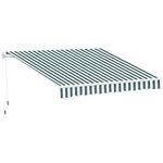 Outsunny 2.5m x 2m Garden Patio Manual Awning Canopy Sun Shade Shelter Retractable with Winding Handle Green White