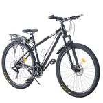 BSTSEL 29 Inch Mountain Bike 17.5 Inch Aluminum Frame With Lockout Suspension Fork Mountain Bicycle 21 Speeds with Dual Disc-Brake Suitable (Black, Rear Carrier Style)