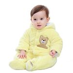 Gaorui Newborn Baby Jumpsuit Outfit Hoody Coat Winter Infant Rompers Toddler Bodysuit (3M(0-3months), Pure Yellow)