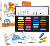 YPLUS Peanut Crayons Set for Kids, Art Case with 24 Colors Crayons and Wall Sticker Paper Rolls, Non-Toxic Toddler Coloring Supplies Stocking Stuffers for Kids Toddler
