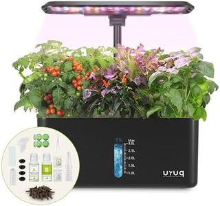 URUQ Hydroponics Growing System Garden: 8 Pods Indoor Herb Garden with Grow Light Plants Germination Kit Quiet Automatic Hydroponic Height Adjustable - Gardening Gifts for Women Kitchen Black