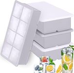 DHONI Large Square Silicone Ice Cube Tray with Lid, 4-Pack Easy-Release Ice Trays for Freezer, Stackable, Ice Cubes for Cocktails, Drinks and Many More. (Pack of 4 - Snowy White Colour).