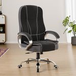 Green Soul Vienna | Fabric Office Chair | Ergonomic Executive Boss Chair with Spacious Cushioned Seat | Heavy Duty Metal Base | High Back | 3 Years Warranty (Black & Grey)