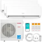 TURBRO 36,000 BTU 3 Zones Mini Split AC/Heating System, Ductless Multi Zones Inverter Mini Split Air Conditioner with Heat Pump, 21.5 SEER2, WiFi Enabled, Greenland (9K+12K+18K), 230V