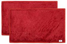 Kuber Industries Shaggy Durable Microfiber Anti-Skid Door Mat, Heavy Duty Doormat, Indoor Outdoor, Easy Clean, Waterproof, Low-Profile Mats for Entry, Patio, Garage (Set of 2,Red)-KUBMART11478