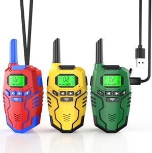Inspireyes Walkie Talkies for Kids Rechargeable, Easter Basket Essentials Stuffers, Long Range 2 Way Radio, Outdoor Camping Games Toy Birthday Xmas Gift for Boys Age 8-12 3-5, 3 Pack