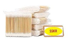 SSKR Eco Friendly and Biodegradable Wooden Cotton Earbuds - Pack of 480 Pcs | 6 Packs Total Inside | Bamboo Earbuds