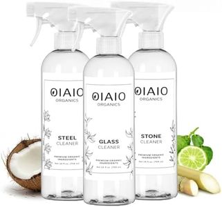 OIAIO Non-Toxic Kitchen Cleaner 3 Pack (Stone, Steel, Glass) - Natural Organic Ingredients that Truly Perform - Light Coconut, Tea Tree & Wood Scent