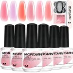 Morovan Builder Nail Gel Kit - 5 in 1 Professional Builder Gel Nail Kit 6 Colors Nail Builder Gel 15ml Builder Gel in a Bottle Extension Nail Hard Gel Nail Builder Manicure Nail Art Design for Women