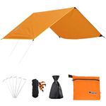 Azarxis Hammock Rain Fly Tent Tarp Ground Cloth Footprint Shelter Sunshade Beach Picnic Blanket Mat Sand Free Large for Outdoor Camping Park Lawn Grass with Stakes Rope (Orange, L)