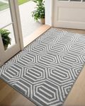 DEXI Front Door Mats for Entryway, Non Slip Washable Entry Doormat, Absorbent Resist Dirt Inside Floor Mat, Low-Profile Entrance Mat, 35"X59", Grey