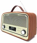 Denver DAB-38 Retro DAB/DAB+ Digital & FM Portable Radio Alarm Clock - Battery/Mains Powered with 2.4 Inch Display - Dark Wood