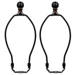 Helunsi 8 Inch Lamp Harp, 2 Set Black Lamp Shade Harp Holder with Finial, DIY Detachable Replacement Lampshade Adapter Harp Bracket Hardware for Table & Floor Lamps Accessories Parts Repair - Metal