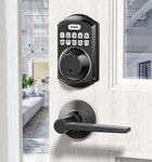 TEEHO TE001L Keyless Entry Door Lock with 2 Handles - Electronic Keypad Deadbolt with Door Lever, Front Door Handle Sets, Auto Lock, Easy Installation, Matte Black