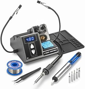 X-Tronic Model 3050-PRO-X Digital LED Soldering Iron Station with 2 Convenient Helping Hands, 1-30 Minute Sleep Function, C/F Programmable, Solder Roll Holder, Brass Tip Cleaner, Wet Sponge