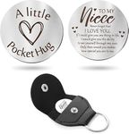 Nishabb Pocket Hug Token Long Distance Relationship Keepsake Stainless Steel Double Sided Inspirational Gift with PU Leather Keychain (To My Niece)