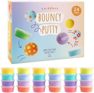 THE TWIDDLERS - 24 Pack Colourful Bouncing Slime Putty Tubs, Perfect Slime Party Bag Fillers for Kids, Bouncy Fidget Toys