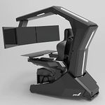 IMPERATOR WORKS R1 Pro Black Racing PU Gaming Chair Computer Cockpit Gaming Workstation with Massage and Speakers Starlight RGB Support 3 Monitors Distance Adjustable