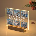 Personalised Gifts for Dad Father's Day Gifts from Daughter Son, Custom Picture Frame Album for Dad, Customised Photo Acrylic Plaque with Light Base Gifts for Dad Birthday