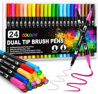 Corslet 24 Colors Dual Tip Colored Brush Pens Art Marker Set Fine Point Calligraphy Markers for Artists Pen Set Journal Pens for Adult Coloring Books Markers (Set of 24)