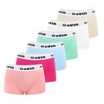 GoVIA Womens Boxers Underwear,Women's Boyshort Cotton Boxer Briefs Panties Pack of 6,Macaron Multicoloured M