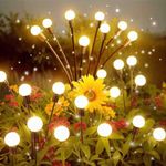 32 LED Solar Lights Outdoor, LETMY 4 Pack Solar Garden Lights Outdoor Waterproof, Wind Swaying Lights, Outdoor Solar Firefly Lights for Yard Pathway Garden Porch Lawn Decorations, Warm Yellow