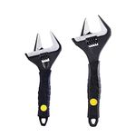 Sharp-tec Adjustable Spanner Set, Wide Jaw Opening Adjustable Wrench, Heavy-Duty Plumbing Tools for Plumbers, 6 inch/165mm and 8 inch/215mm