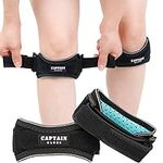 Captain Blues Patella Tendon Knee Strap 2 Pack, Knee Pain Relief Support Brace, Knee Braces for Women & Men, Adjustable Patellar Tendon Strap for Hiking, Soccer, Running, Basketball, Jumpers Knee, Tennis, Tendonitis, Volleyball, Squats (Black)