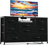 Furnulem Dresser TV Stand with Power Outlet for 55'' Long TV, Entertainment Center with 8 Deep Drawers,Wide Chest of Drawer for Storage in Bedroom,Closet,Living Room,Hallway(Black Oak)