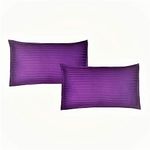 Trance Home Linen 200 TC Cotton Large Size 20x30 inch Satin Stripe Pillow Covers | Pillow Cases | Set of 2 Piece Pillow Covers only |Large Size (Deep Purple, 20 X 30 inch)