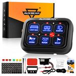 Auxbeam 6 Gang Switch Panel BC60, Universal Circuit Control Relay System Box with Automatic Dimmable On-Off LED Switch Pod Touch Switch Box for Car Pickup Truck Boat UTV SUV Blue, 2 Year Warranty