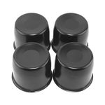 RhinoTuning 4.25in Wheel Center Caps Stainless Steel Push Through Cover for Truck Trailer Wheel Rims High Gloss Black Hub Covers 3.66in Height 4pcs