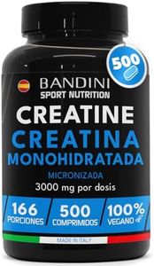 Bandini® Creatina Monohidratada Pura 3000mg 500 Comprimidos - Suplemento Vegano Sin Sabor Para +5 Meses de Suministro - Incrementa Resistencia, Potencia los Efectos de los Entrenamientos y el Deporte