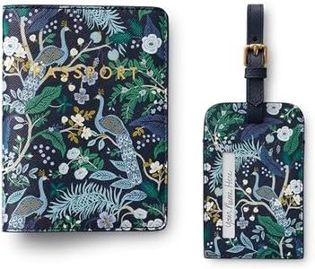 RIFLE PAPER CO. Passport Holder & Luggage Tag Set | Travel Must Have, Card and Passport Anti Theft Wallet and Bag Tags, English Rose, Peacock Passport Holder & Luggage Tag, Compact