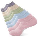 BUDERMMY No Show Trainer Socks for Womens 5 Pairs Invisible Ankle Socks Cotton Non Non-Slip Silicone Stripes Low Cut Casual Socks Women (UK, Numeric, 6, 8, Regular, Regular, multicolour)