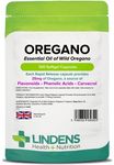 Lindens Oregano Oil 25mg - 100 Capsules - UK Made - Natural Source of Phenolic Acids and Flavonoids - Origanum Vulgare - Easy Swallow & Rapid Release - 3+ Months Supply - GMP & Letterbox Friendly