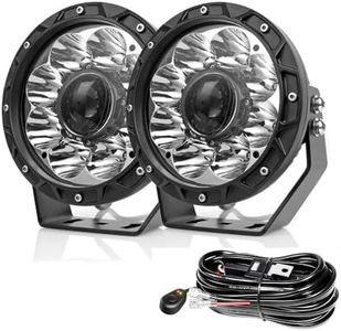 5 Inch Round Driving Light, LED Offroad Motorcycle Fog Lights, 50W 5000LM Spot Beam LED Driving Light with Wiring Harness Kit, for Offroad ATV UTV SUV Motorcycle Truck Tractor Boat, 2PCS