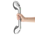 Newthinking Long Suction Grab Rail for Bathroom, 16inch Suction Shower Handle with Indicator, Portable Suction Safety Grab Handle Mobility Aids for Elderly Disabled (1, Silver)