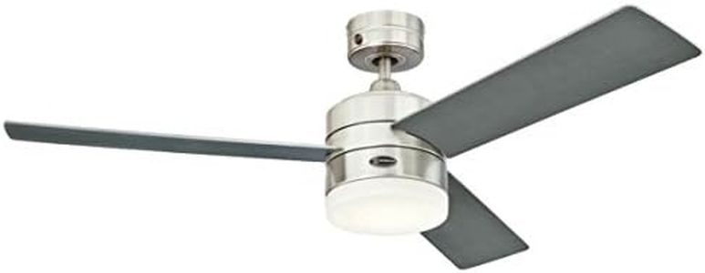 Westinghouse Lighting, 72054 Ventilatore da soffitto in acciaio inox per interni da 122 cm Alta Vista, kit di luce LED dimmerabile con vetro smerigliato opale