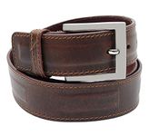 Walletsnbags Oillpullup Leather Stiched And Ribbed Belt (B1_Brown_34)