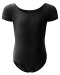 WEGETIT Gymnastics Leotards for Girls Ballet Dance Toddler Outfit Short Sleeve Bodysuit (Black, 2-4T)