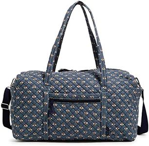 Vera Bradley Women's Cotton Large Travel Duffel Bag, Bees Navy - Recycled Cotton, One Size