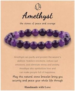 Healing Crystal Bracelet for Women Men,Relief Anxiety Yoga Bracelet, 8 mm Natural Stone Citrine Jade Beaded Stretch Bracelets,Semi-Precious Gemstones Energy Bracelet Inspirational Jewelry, 6.8 inches,